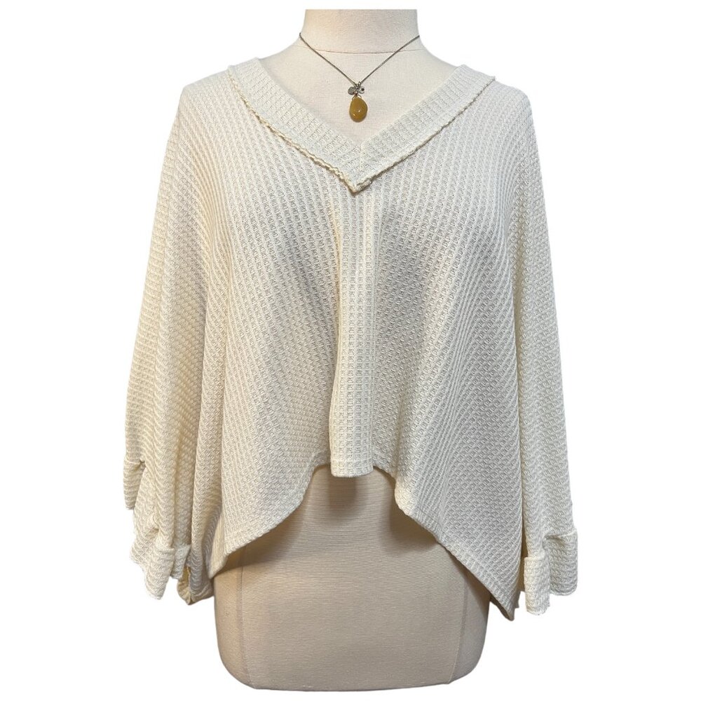 Cream poncho knit top